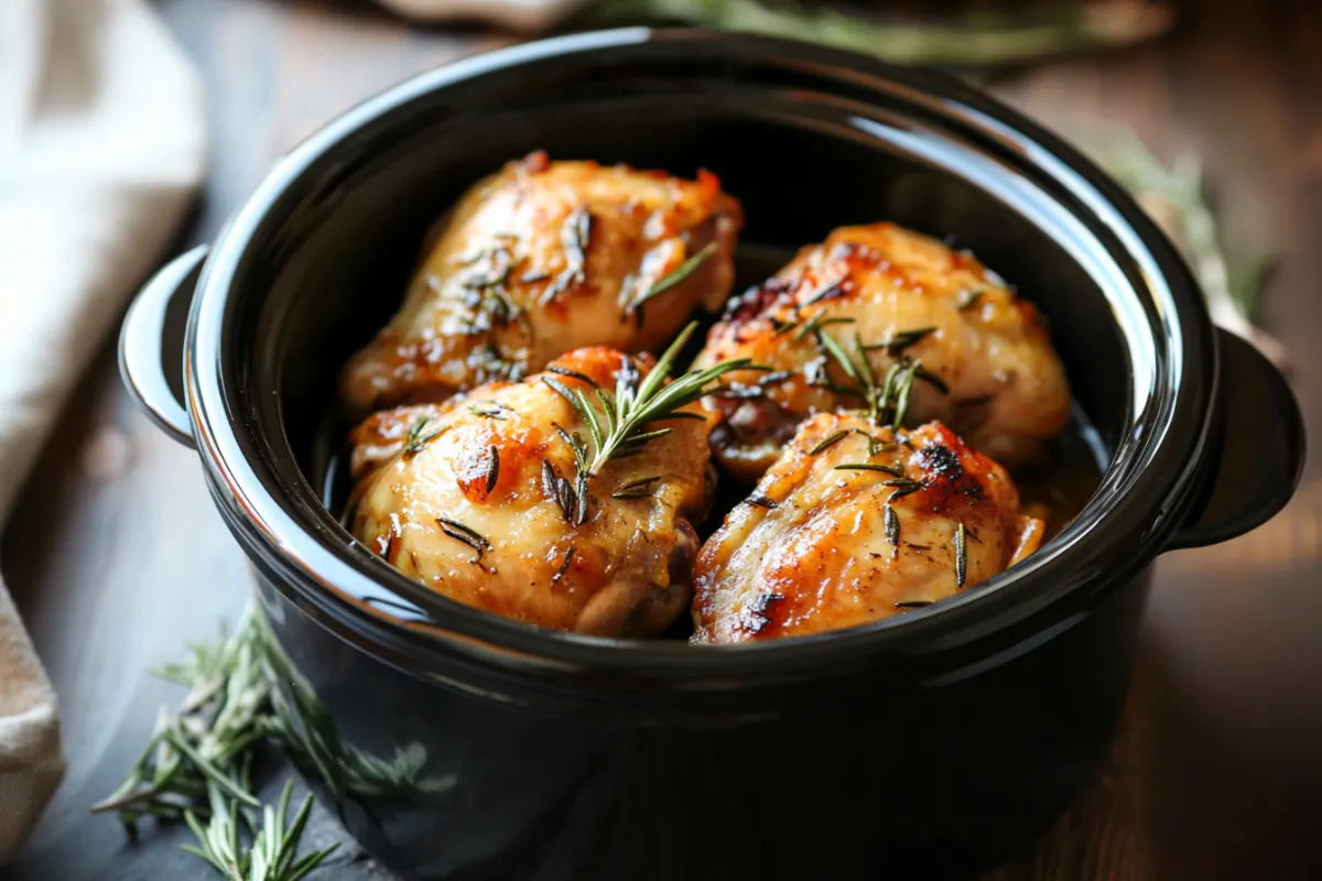 Rosemary Chicken in Crock Pot Slow Cooker Chicken Thighs with Rosemary Easy Rosemary Chicken Crock Pot Dinner Tender Crock Pot Chicken with Herbs