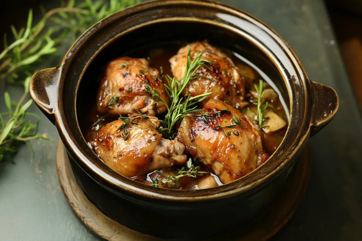 "Onions, carrots, and potatoes prepared for adding to a slow cooker with chicken." "Close-up of tender and juicy slow-cooked chicken thighs, showcasing their moisture retention. "Slow-cooked lemon herb chicken breasts, sliced and served with vegetables." Image of Chicken Thighs and Breasts: "Comparison of raw chicken thighs and chicken breasts side by side." Image of Slow Cooker with Chicken Thighs: "Chicken thighs cooking in a slow cooker with vegetables for a flavorful one-pot meal." Image of Slow Cooker with Chicken Breasts: "Chicken breasts being slow-cooked with herbs and a light sauce for a healthy meal." Image of Cooked Chicken Thigh Curry: "Slow-cooked chicken thigh curry served in a bowl, garnished with cilantro." Image of Lemon Herb Chicken Breasts: "Slow-cooked lemon herb chicken breasts, sliced and served with vegetables." Image of Cooking Ingredients: "Onions, carrots, and potatoes prepared for adding to a slow cooker with chicken."