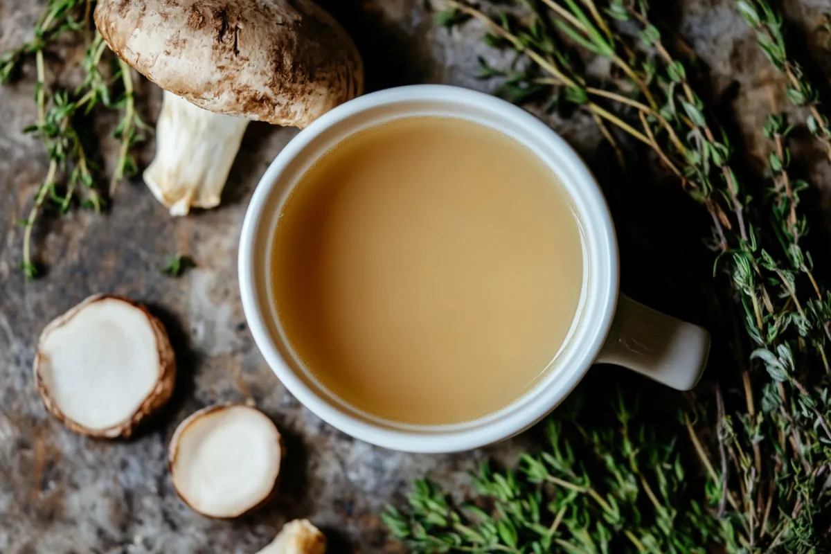 For a general bone broth image: "A steaming bowl of bone broth with herbs and spices, showcasing its nutrient-rich profile." For an image of cooking bone broth: "A pot of simmering bone broth with visible animal bones, vegetables, and herbs." For an image of a person experiencing discomfort: "A person holding their stomach, illustrating potential side effects like nausea after drinking bone broth." For an image of ingredients used in bone broth: "Fresh ingredients for bone broth, including animal bones, carrots, onions, and garlic on a wooden table." For an image of pairing bone broth with a meal: "A bowl of bone broth served alongside a plate of steamed vegetables and rice for a balanced meal." For an infographic on histamine intolerance: "An infographic explaining histamine intolerance, including symptoms like headaches and rashes." For a DIY bone broth recipe image: "Step-by-step preparation of homemade bone broth, highlighting the cooking process and ingredients."