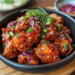 Bibibop Spicy Chicken served with purple rice, fresh vegetables, and Gochujang